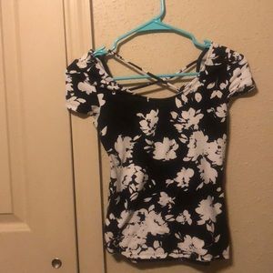 Black and white floral top